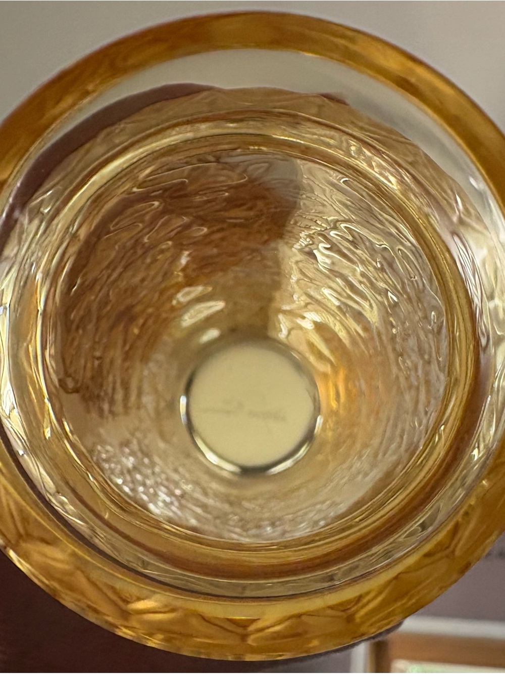 Lalique France Crystal Bougainvillea Vase Amber/Gold Frosted Floral 7”Vintage - Picture 4 of 10